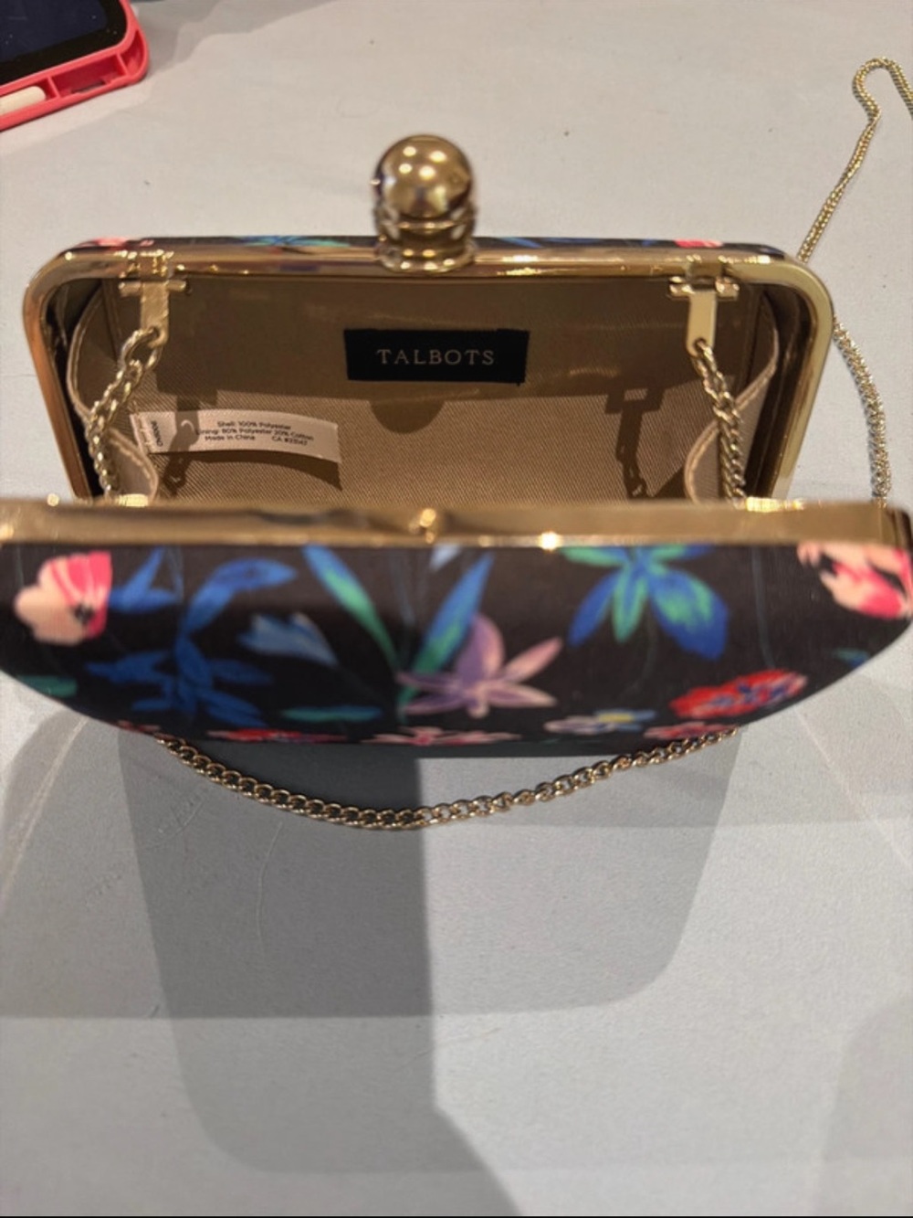 Talbots Black Floral Clutch with Multicolor Blooms - Picture 3 of 4